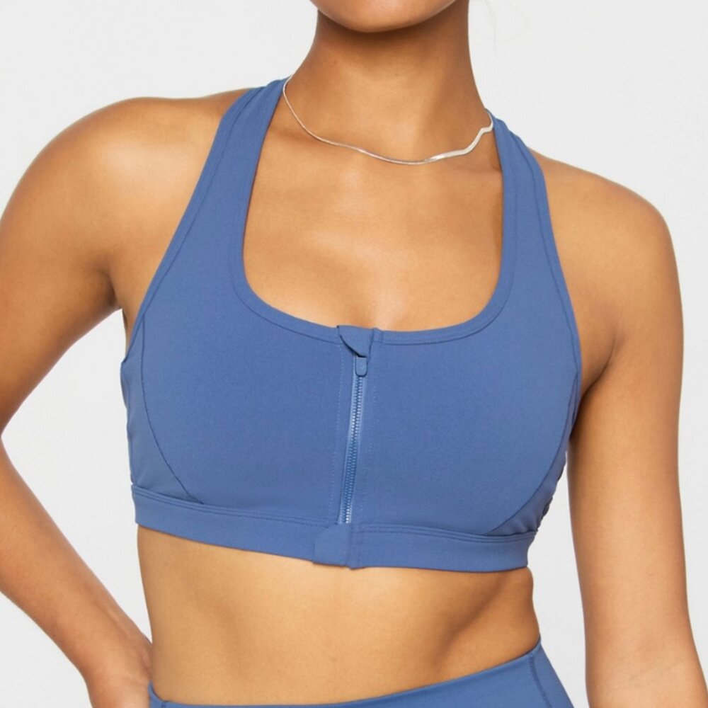 Fabletics Essential Front Zip Medium Impact Sports Bra